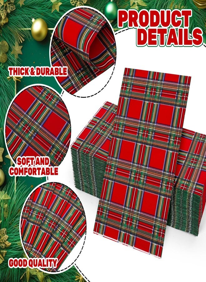 وولاين مجموعة مناديل ضيوف بنقشة مربعات عيد الميلاد من والين، 80 قطعة، مناديل ورقية حمراء مربعة للاستخدام مرة واحدة، مناسبة لحفلات عيد الميلاد، مناشف ورقية لليدين، مناديل ورقية للحمام، لوازم طاولة حفلات أعياد الميلاد والعطلات - Image 3